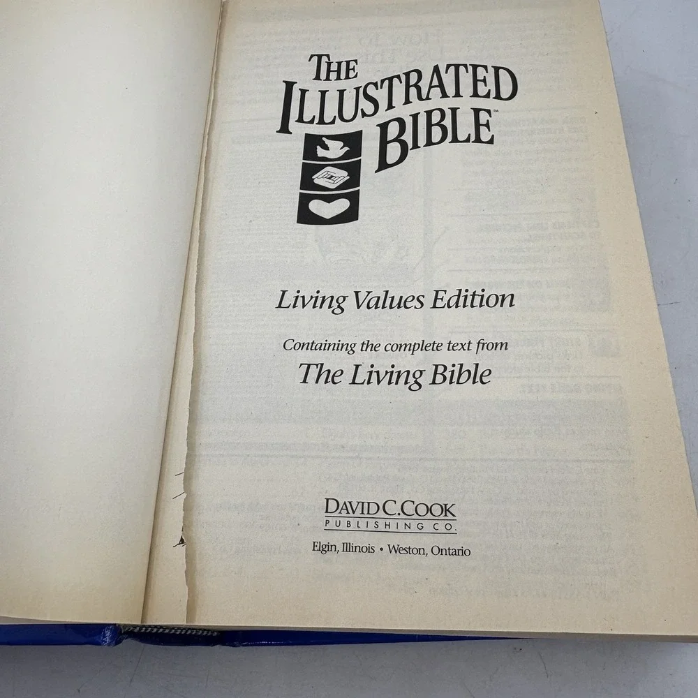 Vintage The Illustrated Bible Living Values Edition Student Blue Hardcover 1990